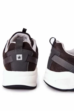 Sale Sportowe Buty Big Star Memory Foam Szare II174184 Męskie Obuwie Trekkingowe Męskie