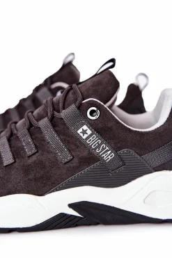 Sale Sportowe Buty Big Star Memory Foam Szare II174184 Męskie Obuwie Trekkingowe Męskie