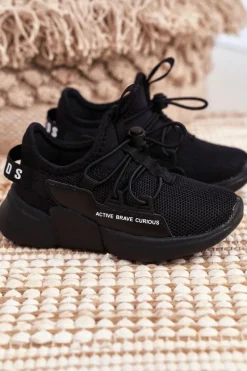 New Sportowe Buty Dziecięce Młodzieżowe Czarne ABCKIDS B012210073 Dzieci Dziewczęce
