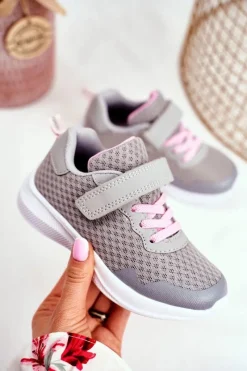 Online Sportowe Buty Dziecięce Na Rzepy Szare Mirabell Dzieci Dziewczęce
