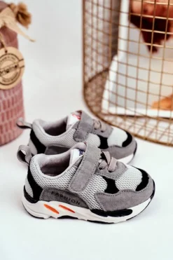 Best Boto Sportowe Buty Dziecięce na Rzep Szare Yetto