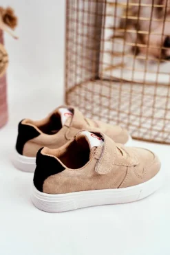 Dziewczęce></noscript>Boto Sportowe Buty Dziecięce na Rzep Beżowe Albatros