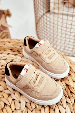 Dziewczęce></noscript>Boto Sportowe Buty Dziecięce na Rzep Beżowe Albatros