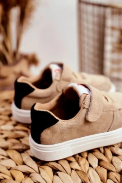 Dziewczęce></noscript>Boto Sportowe Buty Dziecięce na Rzep Beżowe Albatros