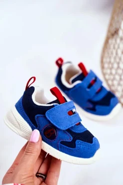 Clearance Boto Sportowe Buty Dziecięce na Rzep Zamszowe Granatowe Malbred