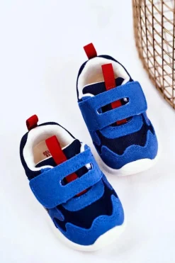 Clearance Boto Sportowe Buty Dziecięce na Rzep Zamszowe Granatowe Malbred
