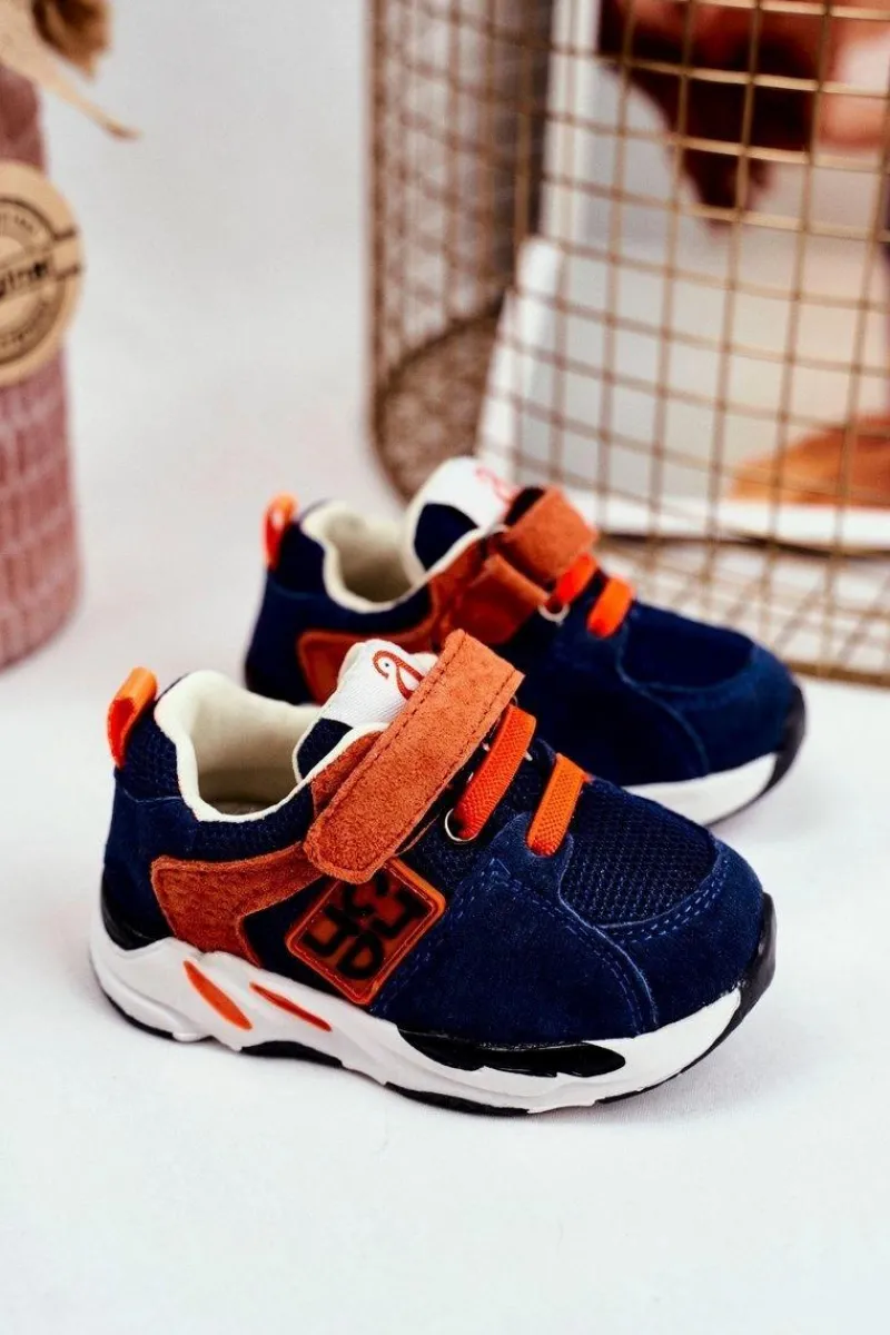 Clearance Sportowe Buty Dziecięce na Rzep Granatowe Jonaba Dzieci Dziewczęce