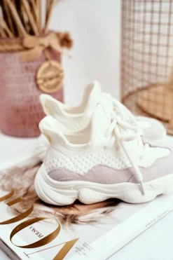 Dziewczęce></noscript>Evento Sportowe Buty Dziecięce Sznurowane Zamszowe Białe Volema