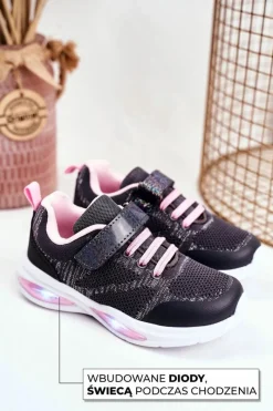 Dziewczęce>Evento Sportowe Buty Dziecięce Świecące Na Rzepy Szare Simple Way