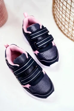 Dziewczęce></noscript>Evento Sportowe Buty Dziecięce Świecące Na Rzepy Granatowe Scarlet