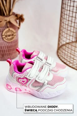 Discount Evento Sportowe Buty Dziecięce Świecące Na Rzepy Białe Scarlet