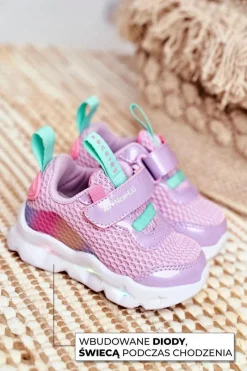 New Boto Sportowe Buty Dziecięce Świecące Fioletowe ABCKIDS B011105220