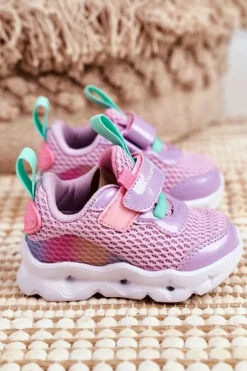 New Boto Sportowe Buty Dziecięce Świecące Fioletowe ABCKIDS B011105220