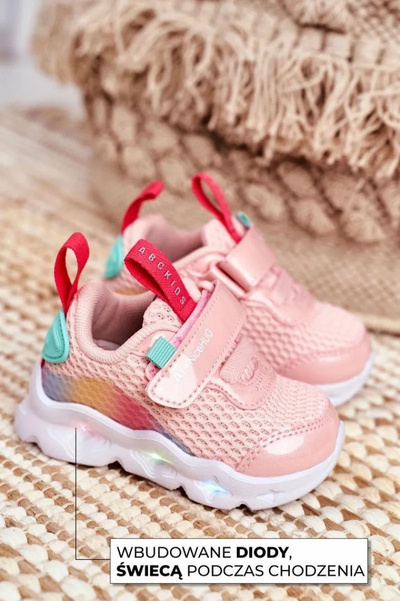 Clearance Sportowe Buty Dziecięce Świecące Różowe ABCKIDS B011105220 Dzieci Dziewczęce