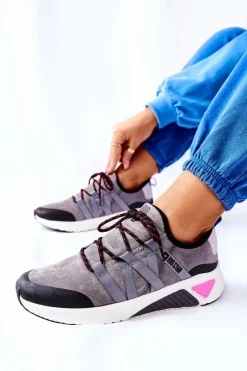 Trampki Damskie Big Star|Buty Sportowe Na Platformie>Big Star Shoes Sportowe Buty Memory Foam Big Star II274306 Szare
