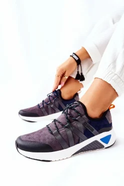 Outlet Big Star Shoes Sportowe Buty Memory Foam Big Star II274309 Granatowe