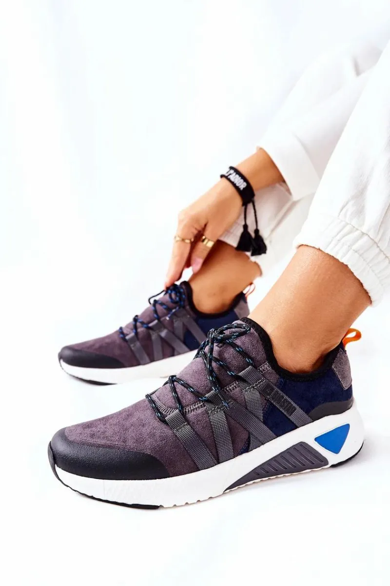 Outlet Big Star Shoes Sportowe Buty Memory Foam Big Star II274309 Granatowe