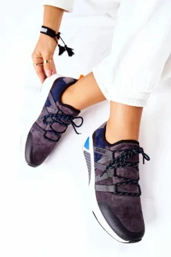 Outlet Big Star Shoes Sportowe Buty Memory Foam Big Star II274309 Granatowe