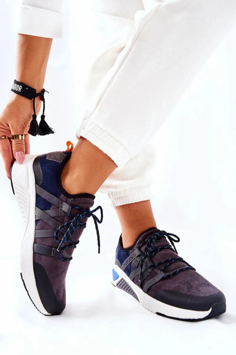 Outlet Big Star Shoes Sportowe Buty Memory Foam Big Star II274309 Granatowe