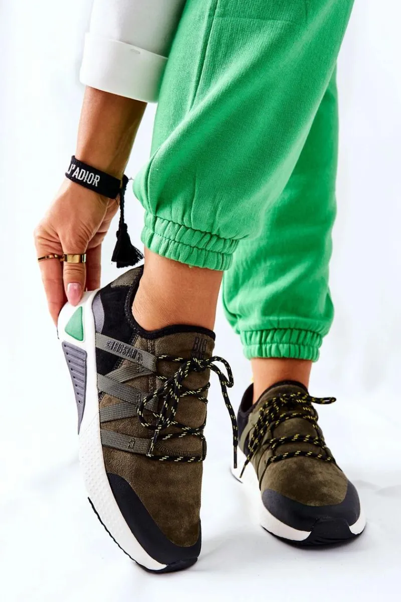 Outlet Sportowe Buty Memory Foam Big Star II274308 Khaki Damskie Trampki Damskie Big Star|Buty Sportowe Na Platformie