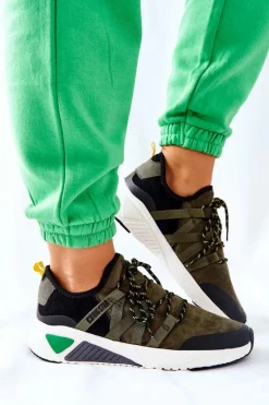 Outlet Sportowe Buty Memory Foam Big Star II274308 Khaki Damskie Trampki Damskie Big Star|Buty Sportowe Na Platformie