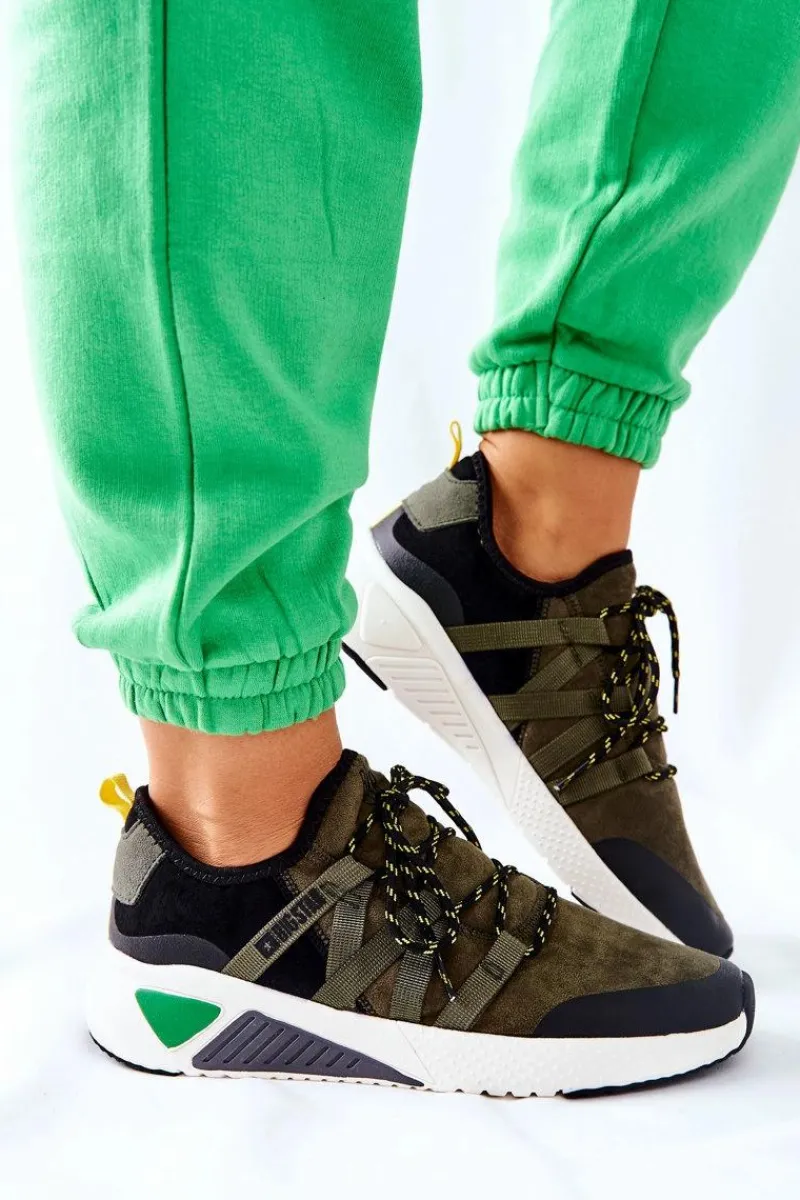 Outlet Sportowe Buty Memory Foam Big Star II274308 Khaki Damskie Trampki Damskie Big Star|Buty Sportowe Na Platformie