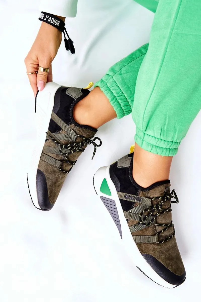 Outlet Sportowe Buty Memory Foam Big Star II274308 Khaki Damskie Trampki Damskie Big Star|Buty Sportowe Na Platformie