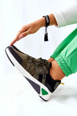 Outlet Sportowe Buty Memory Foam Big Star II274308 Khaki Damskie Trampki Damskie Big Star|Buty Sportowe Na Platformie