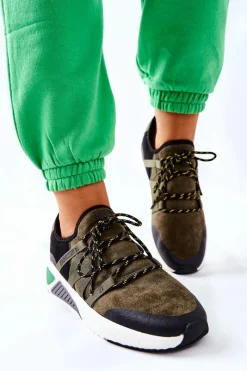 Outlet Sportowe Buty Memory Foam Big Star II274308 Khaki Damskie Trampki Damskie Big Star|Buty Sportowe Na Platformie