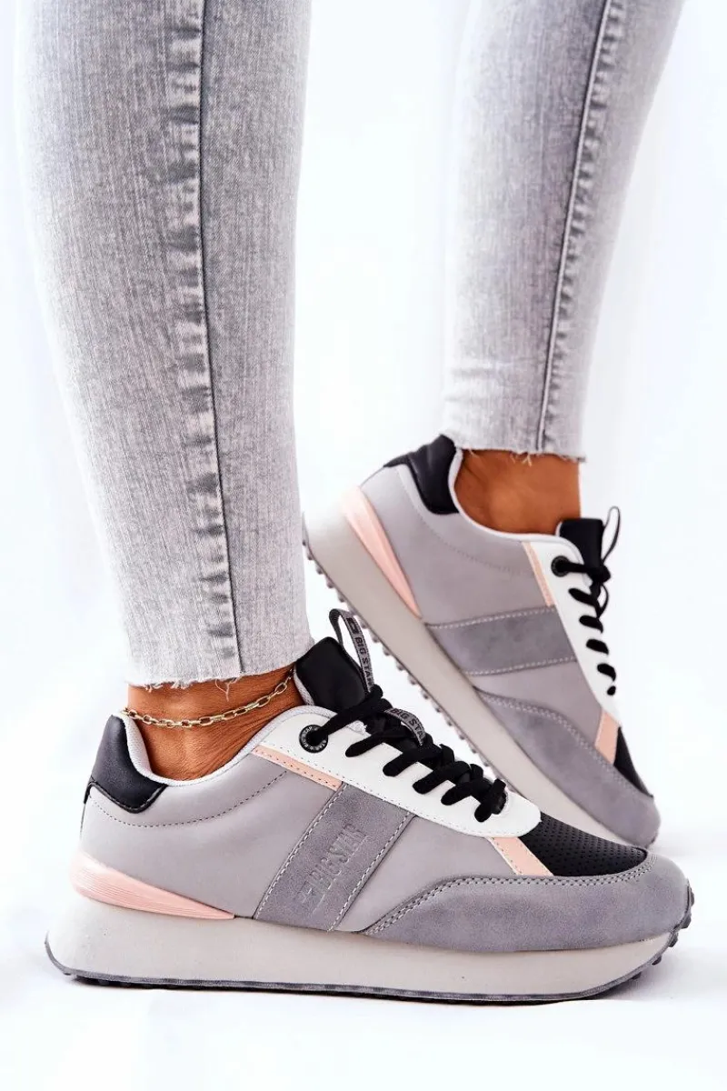 Sale Sportowe Buty Memory Foam Big Star II274398 Szaro-Czarne Damskie Trampki Damskie Big Star|Big Star