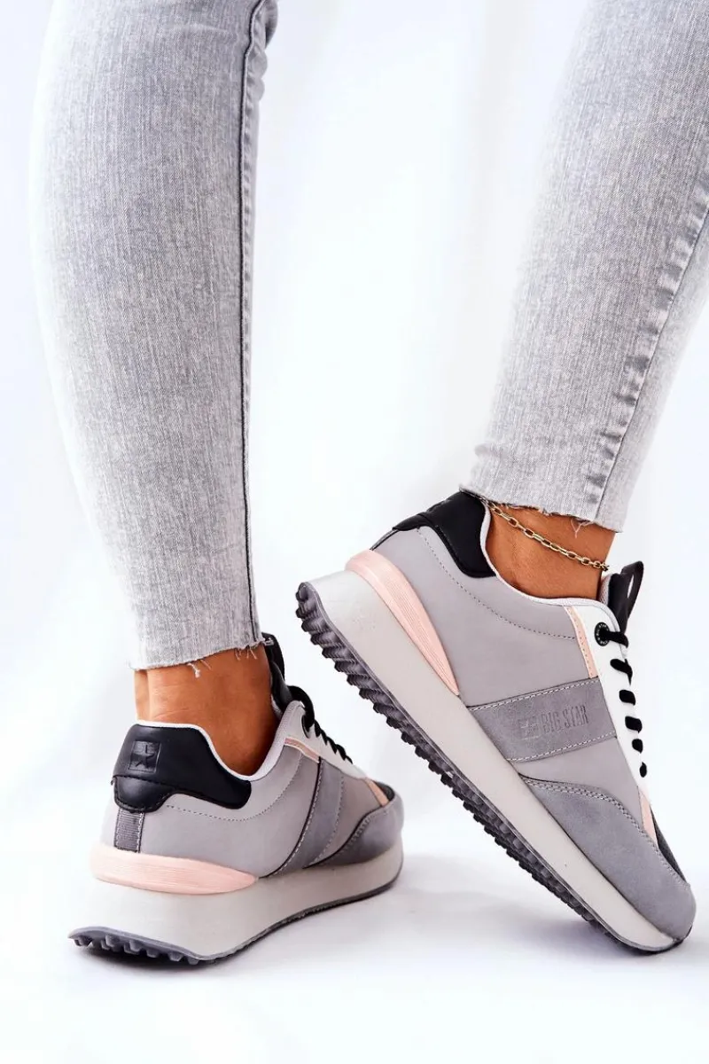 Sale Sportowe Buty Memory Foam Big Star II274398 Szaro-Czarne Damskie Trampki Damskie Big Star|Big Star