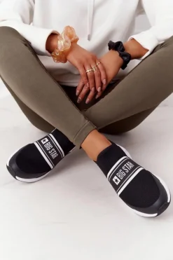 Trampki Damskie Slip-On|Trampki Damskie Big Star>Big Star Shoes Sportowe Buty Slip-On Memory Foam Big Star HH274536 Czarne