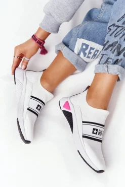 Discount Sportowe Buty Slip-On Memory Foam Big Star HH274538 Białe Damskie Trampki Damskie Slip-On|Trampki Damskie Big Star