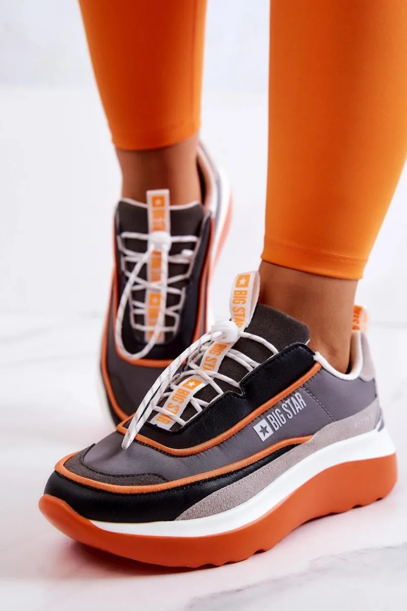 Buty Sportowe Big Star>Big Star Shoes Sportowe Buty Sneakersy Big Star JJ274996 Szaro-Pomarańczowe