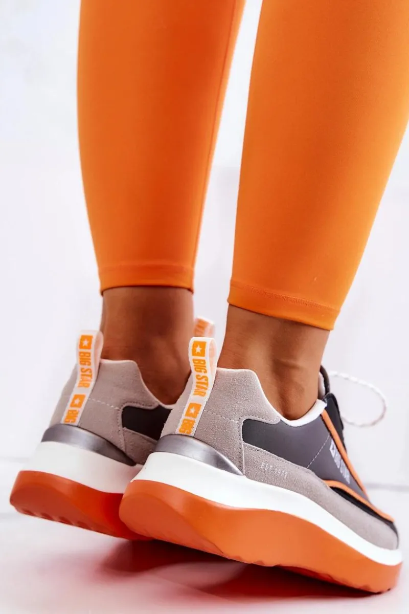 Buty Sportowe Big Star>Big Star Shoes Sportowe Buty Sneakersy Big Star JJ274996 Szaro-Pomarańczowe