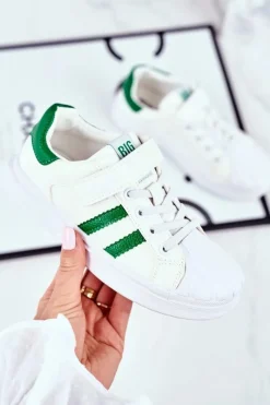 Best Sportowe Dziecięce Big Star Na Rzepy Białe GG374019 Dzieci Chłopięce