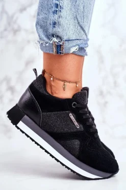 Buty Sportowe Big Star>Big Star Shoes Sportowe Młodzieżowe Big Star Czarne GG274464