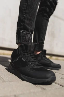 Trampki Męskie Big Star|Obuwie Sportowe Męskie>Big Star Shoes Sportowe Męskie Buty Big Star Wysokie Outdoor Czarne EE174461