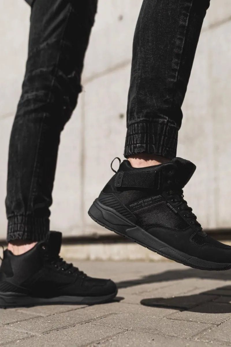 Trampki Męskie Big Star|Obuwie Sportowe Męskie>Big Star Shoes Sportowe Męskie Buty Big Star Wysokie Outdoor Czarne EE174461