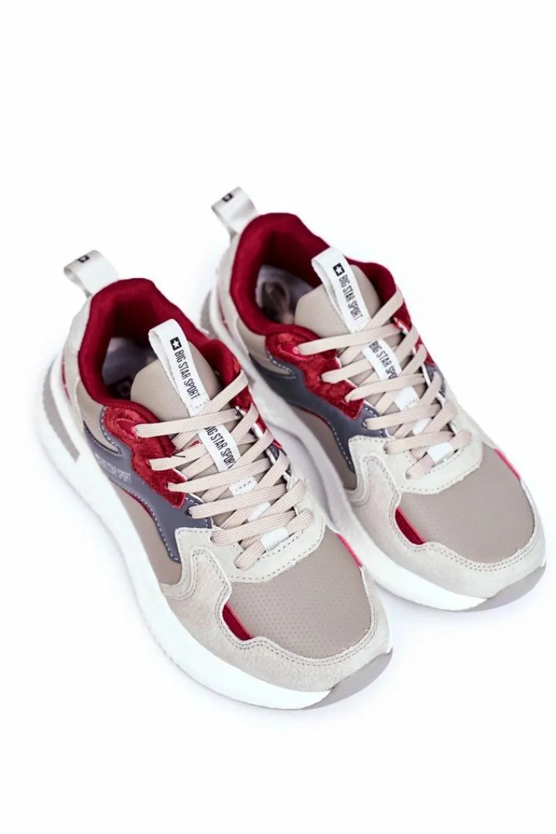 Best Big Star Shoes Sportowe Męskie Buty Big Star Szaro Bordowe GG174463