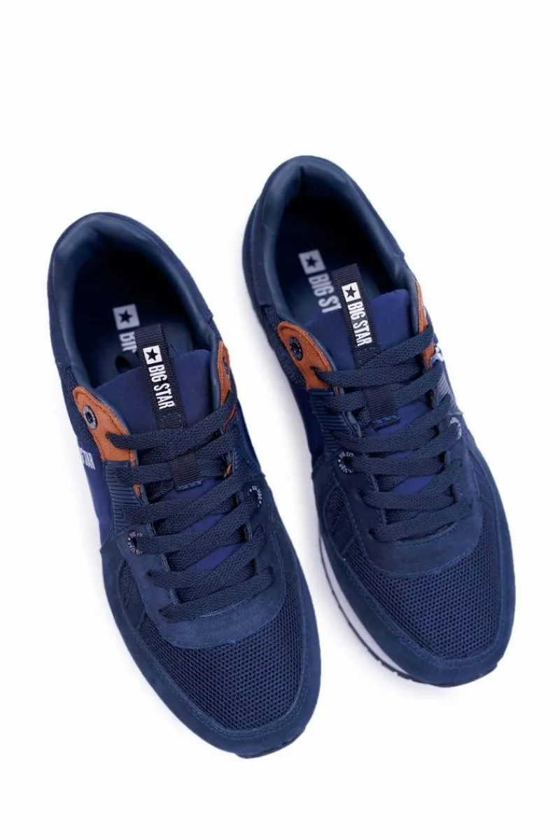 Trampki Męskie Big Star|Obuwie Sportowe Męskie>Big Star Shoes Sportowe Męskie Buty Big Star Skóra Zamszowa Granatowe DD174321