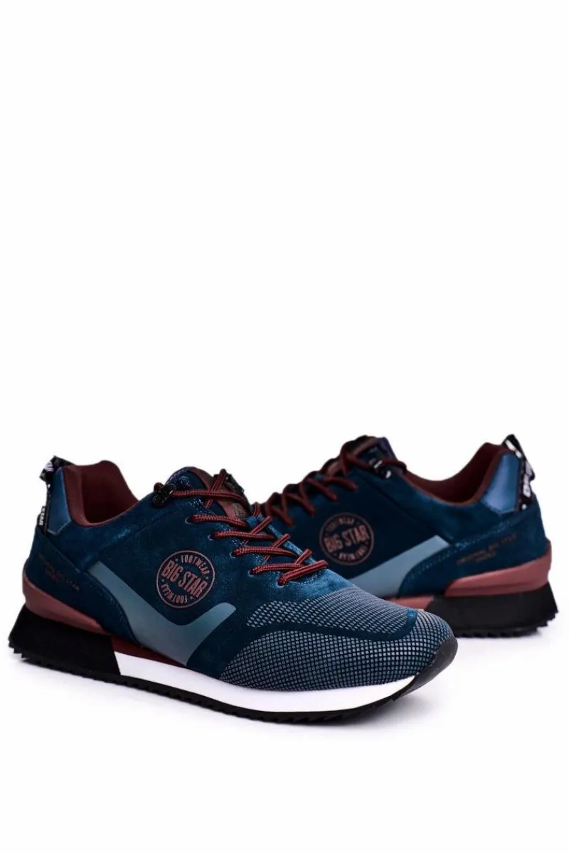 Obuwie Sportowe Męskie>Big Star Shoes Sportowe Męskie Buty Sneakersy Big Star Zielone GG174549