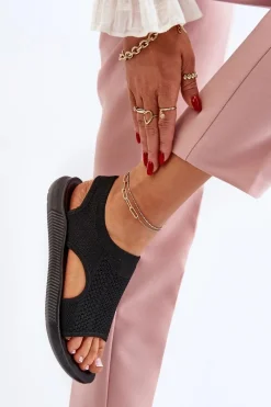 Sale Sportowe Sandały Damskie Czarne Cesys Damskie Sandały Gumowe|Sandały Płaskie