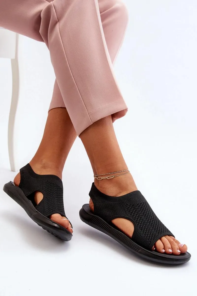 Sale Sportowe Sandały Damskie Czarne Cesys Damskie Sandały Gumowe|Sandały Płaskie