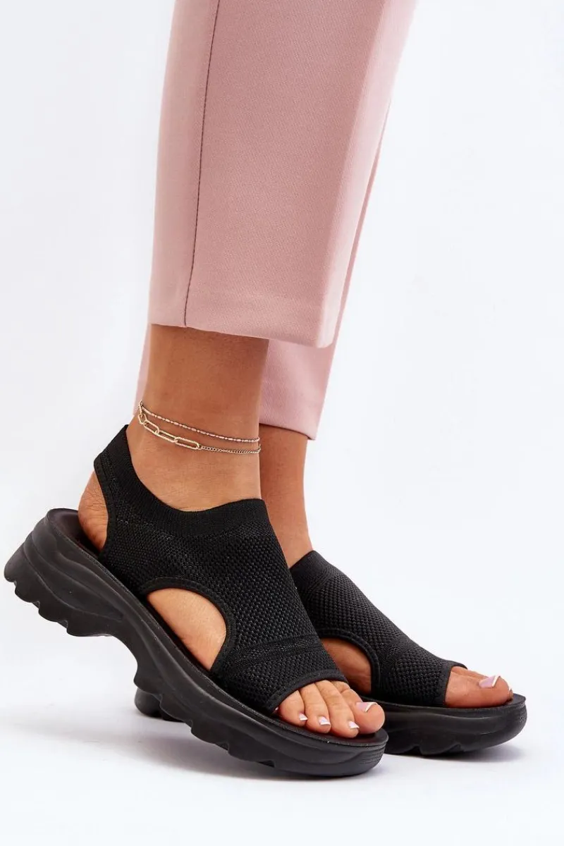 Discount Boto Sportowe Sandały Damskie Na Grubej Podeszwie Czarne Deinaleia Czarny