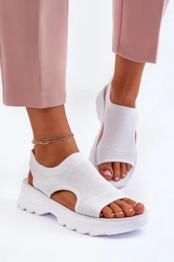 Sandały Gumowe|Sandały Płaskie></noscript>Boto Sportowe Sandały Damskie Na Grubej Podeszwie Białe Deinaleia