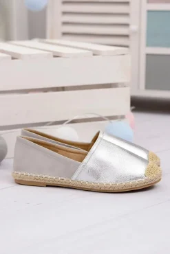 Czarne Espadryle>Boto Srebrne Damskie Wsuwane Espadryle Paoli