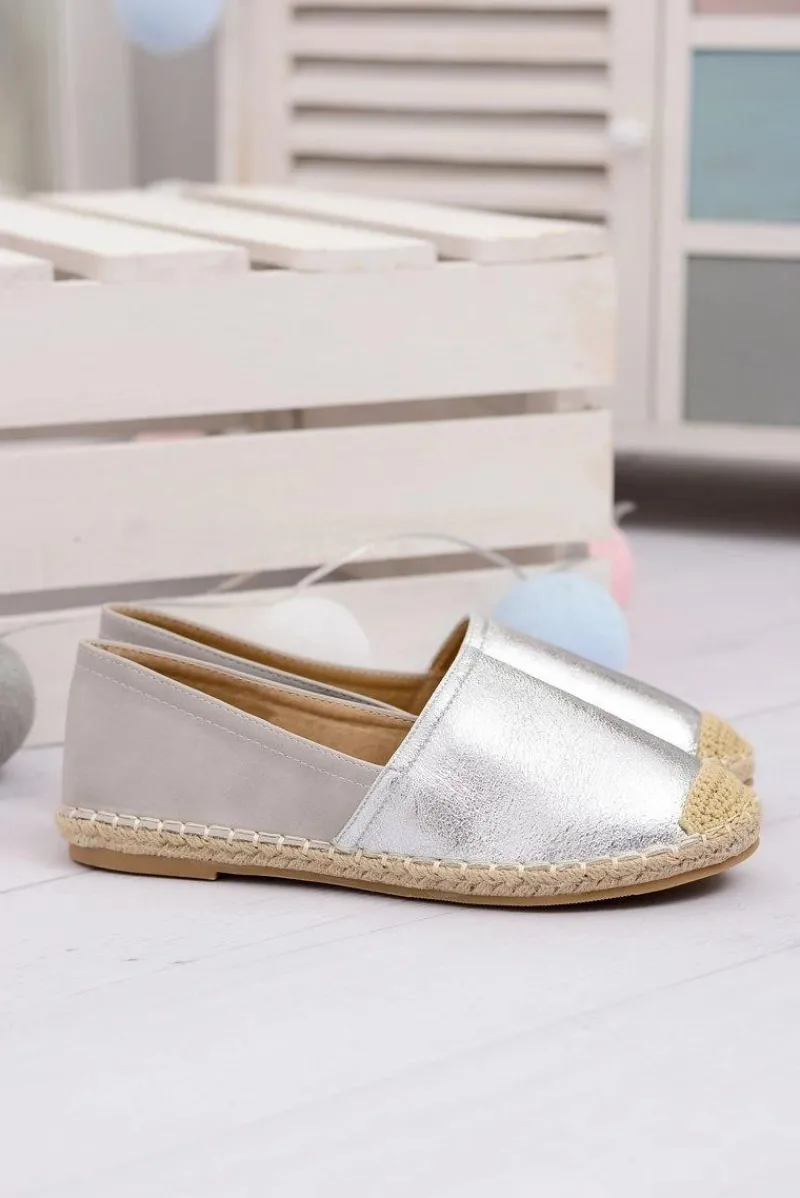 Czarne Espadryle>Boto Srebrne Damskie Wsuwane Espadryle Paoli