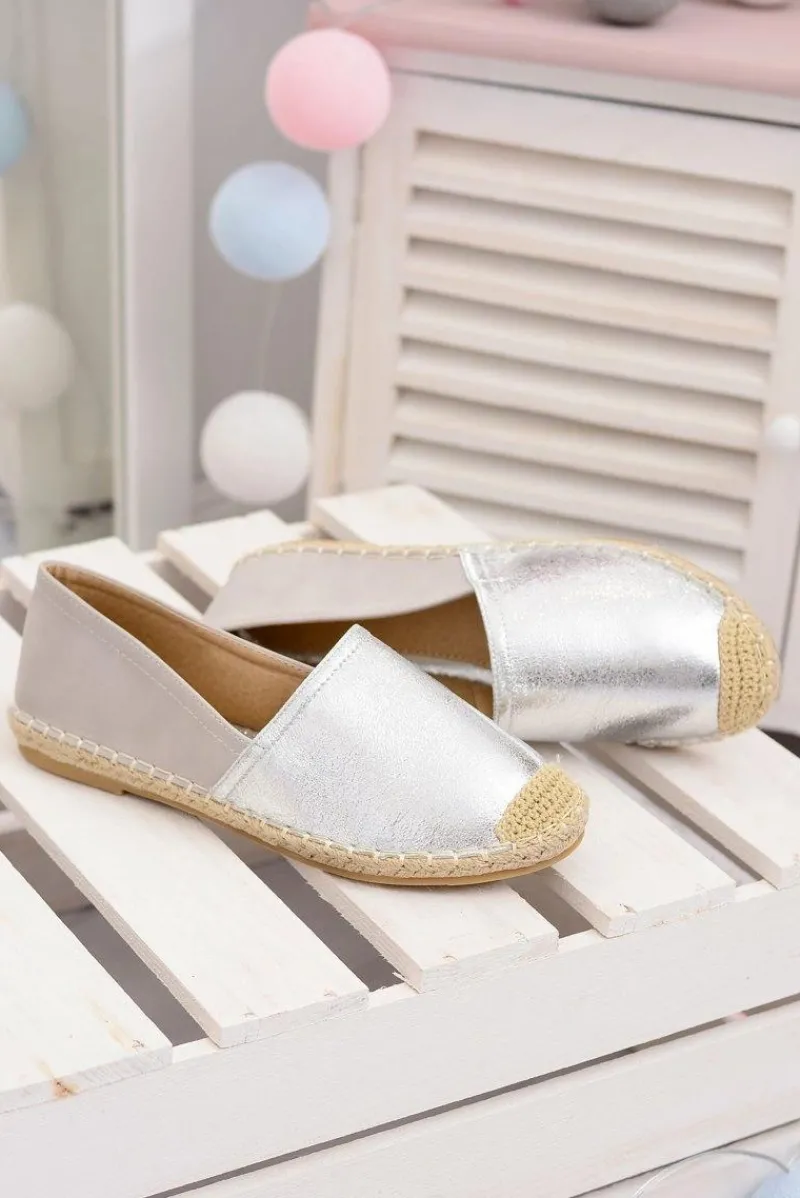 Czarne Espadryle>Boto Srebrne Damskie Wsuwane Espadryle Paoli