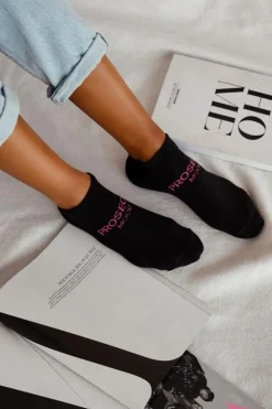 Stopki Damskie PROSECCO MOOD Czarne Skarpetki|Skarpetki